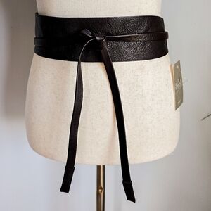 Anthropologie, New B-Low the Belt Leather Wrap Obi Chocolate Brown Size Small
